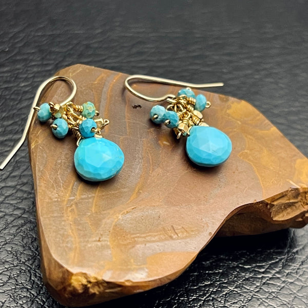 14k Gold-filled Turquoise Earrings 1”