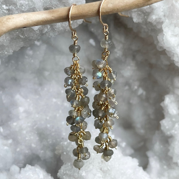 Clustered Labradorite Earrings - Quick Ship