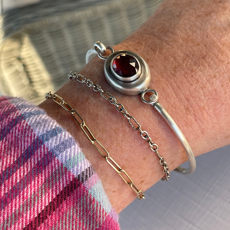 Sterling Silver Faceted Garnet Bracelet 7.5”
