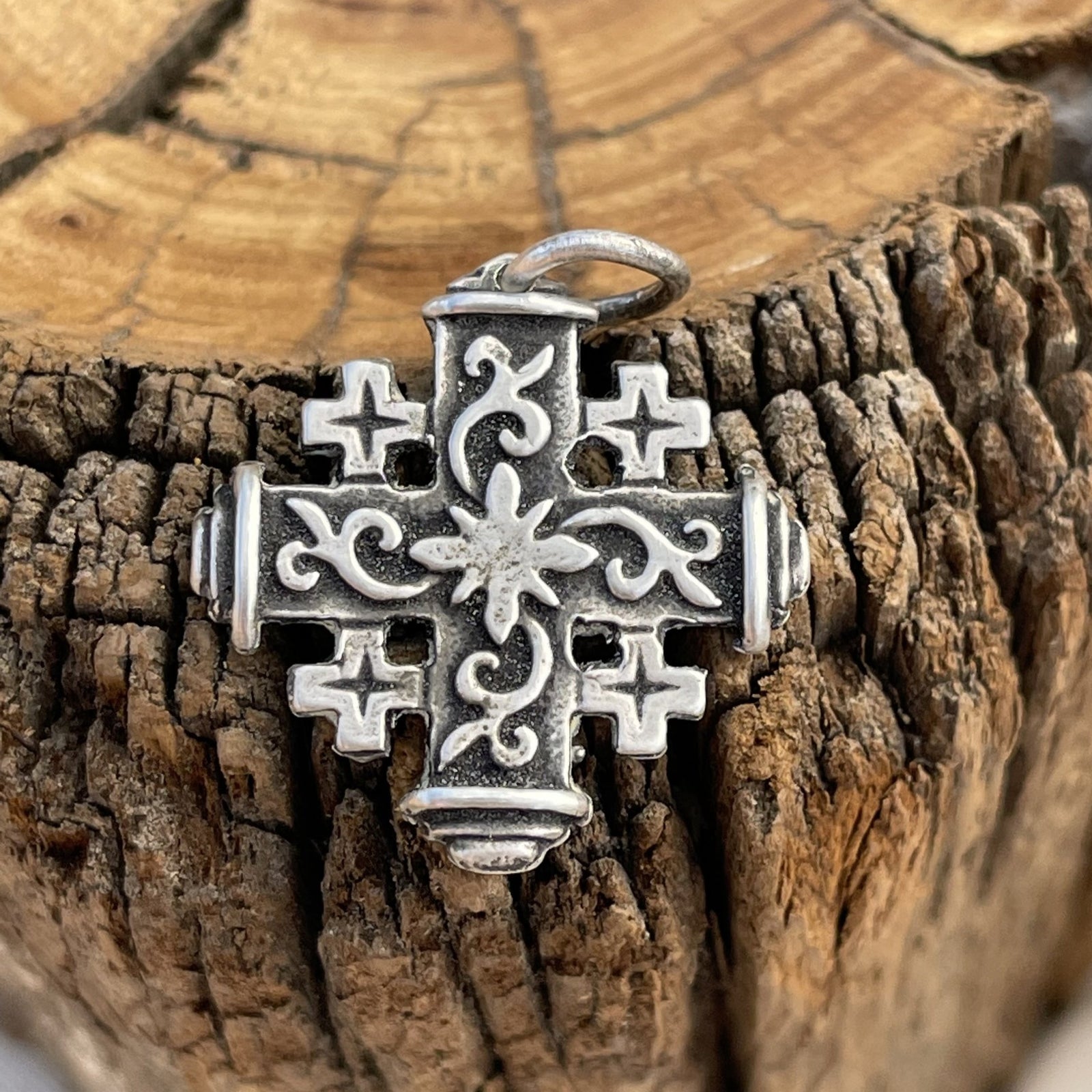 Jerusalem Cross Charms, 925 Sterling Silver Charms, Zircon Charm, Cross Silver Beads, Jerusalem Jewelry shops Israel Gift