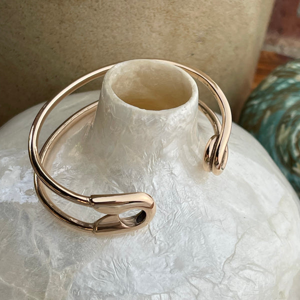 Bronze Safety Pin Cuff