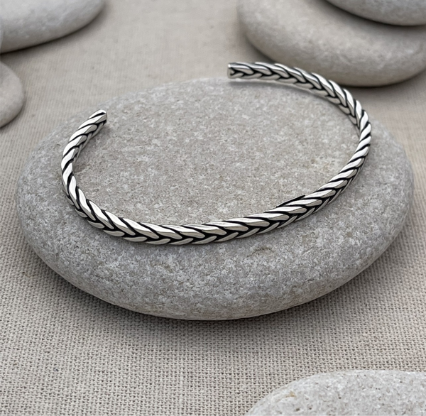 Silver weave bracelet discount