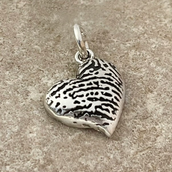 Sterling Silver Thumbprint Heart Charm