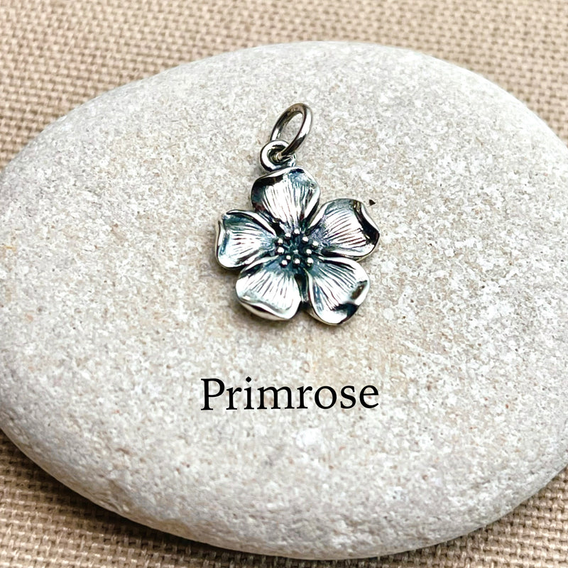 Sterling Silver Birth Flower Charms - Bouquet Necklace Poppy (Full Bloom) - August