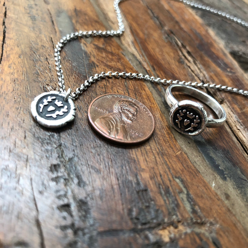 Tiny Love Wax Seal Necklace - Sterling Silver