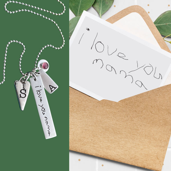 Sterling Silver Handwritten Rectangle Necklace