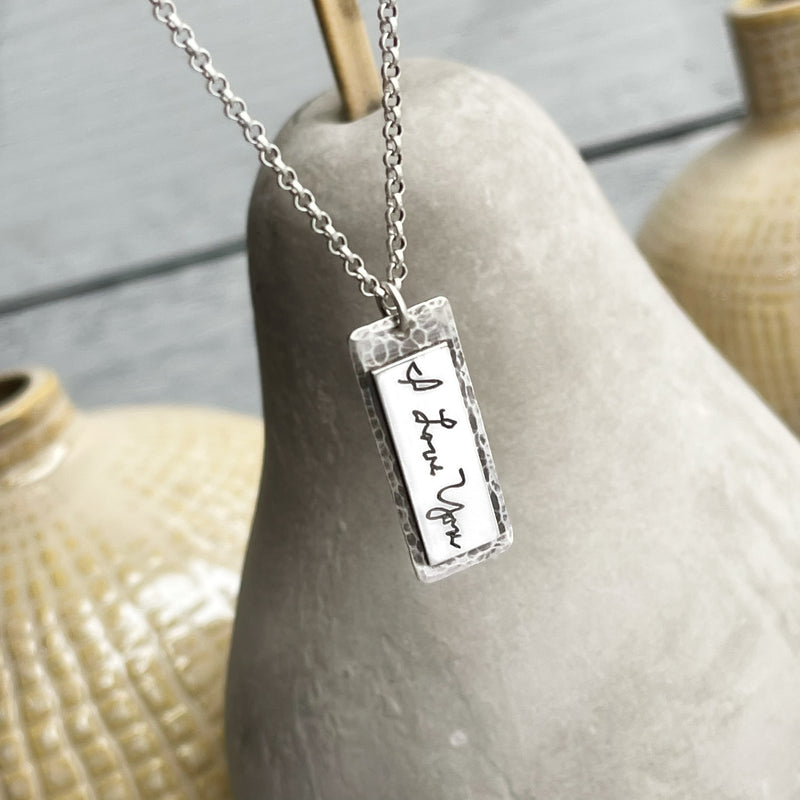 Sterling Handwritten Tag Necklace