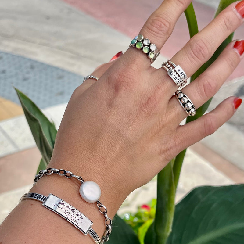 Sterling Silver Pearl Coin Bracelet