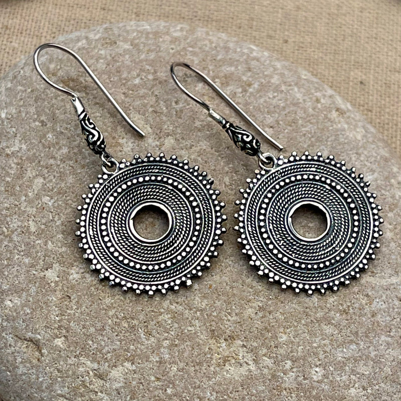 Sterling Silver Sun Disc Earrings - Quick Ship