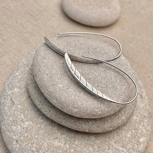 Sterling Silver Feather Earrings - Quick Ship