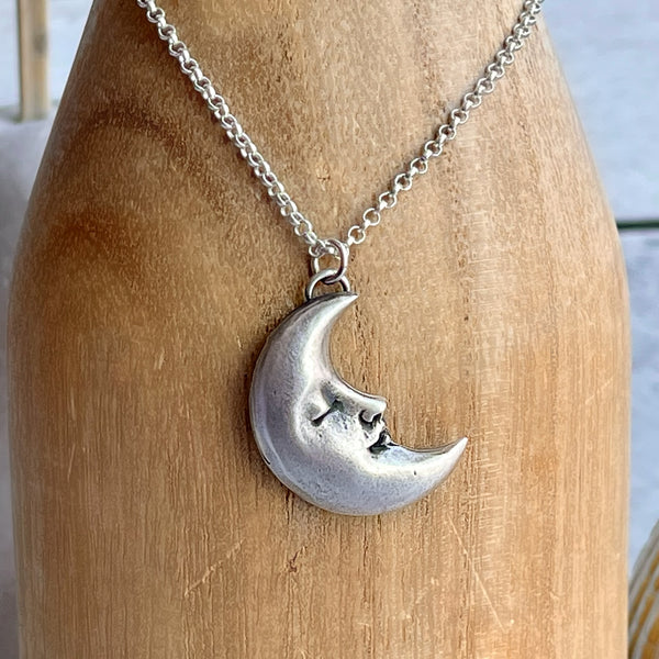Victorian Style 14kt + Sapphire Crescent Moon Pendant Necklace – A. Brandt  + Son