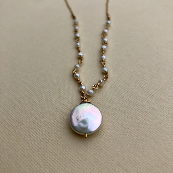 14K Gold-Filled Freshwater Pearl Coin Necklace | HeidiJHale