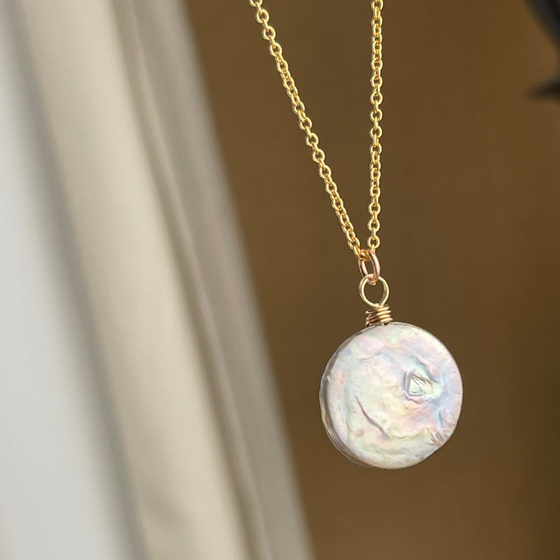 “Make Waves Like The Moon” 14K Gold-filled Freshwater Gray Pearl Necklace