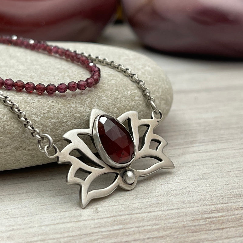 Awakened Lotus Necklace, White Rhodium Over Sterling Silver | Seven Saints  | Wolf & Badger