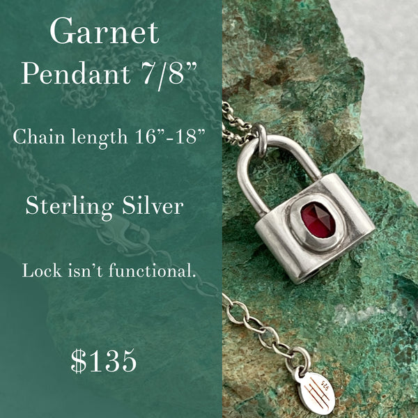Sterling Silver & Garnet Necklace 16”-18”