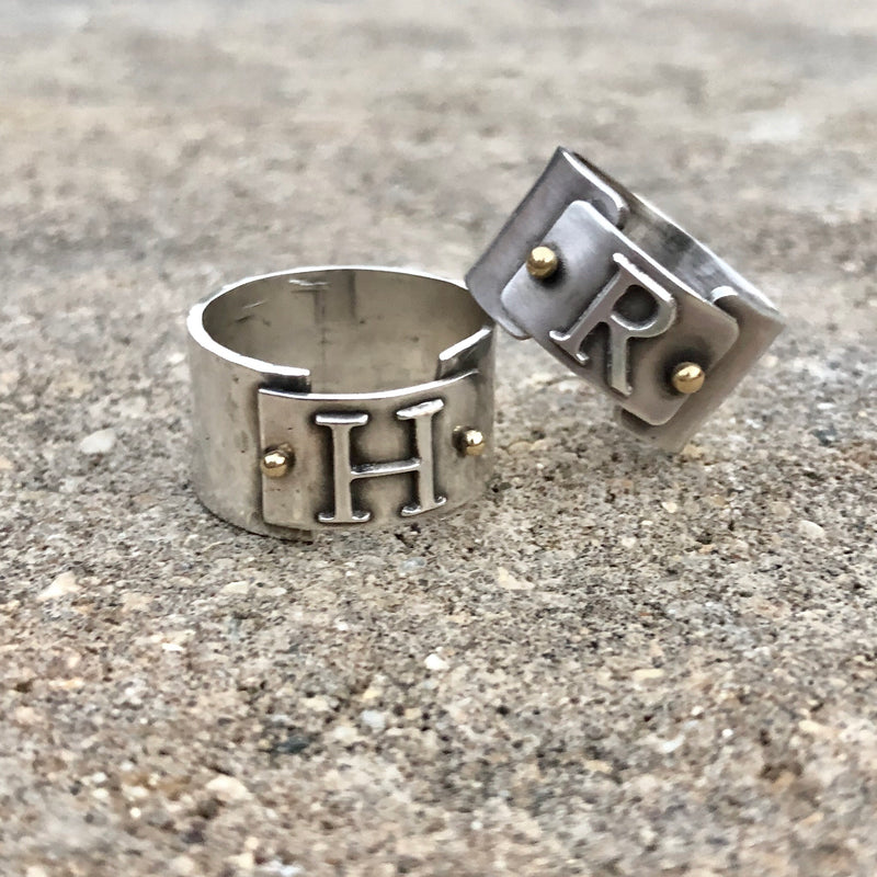 Initial Band Ring - Sterling Silver