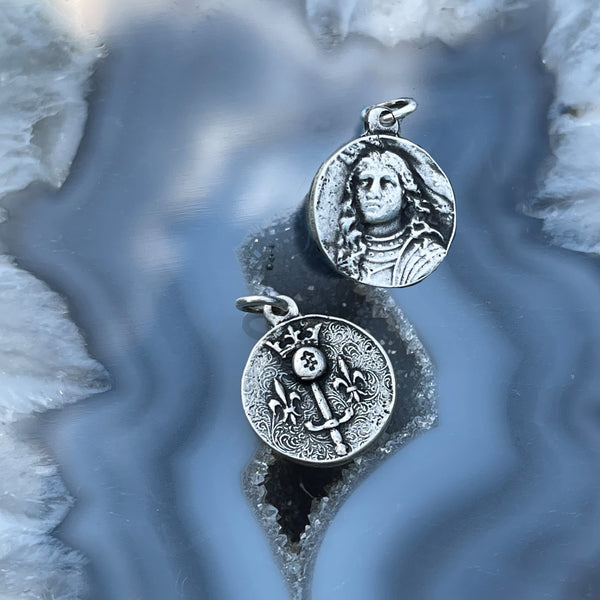 Joan of Arc Reverse Sword and Crown Charm