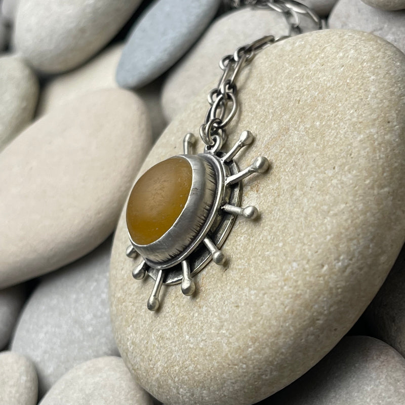 Sterling Silver Yellow Matte  Calcite Necklace