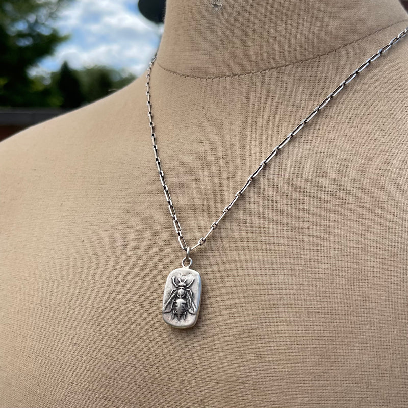 Sterling Silver Queen, King, Bee, and Handwritten Charm Necklace