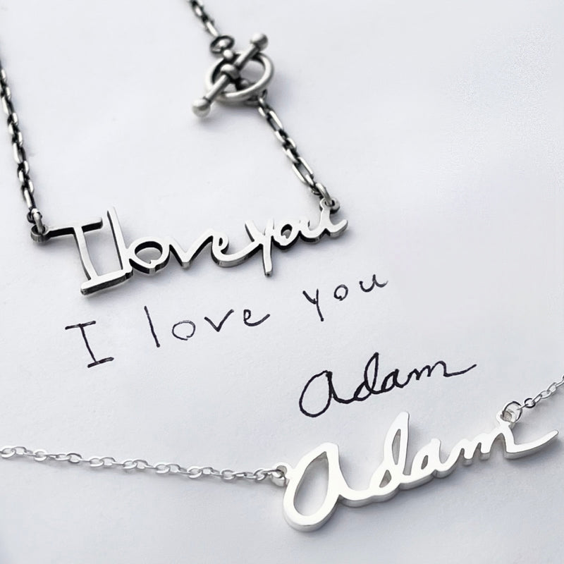 The Silhouette Series - Oxidized Sterling Silver Handwritten Necklace