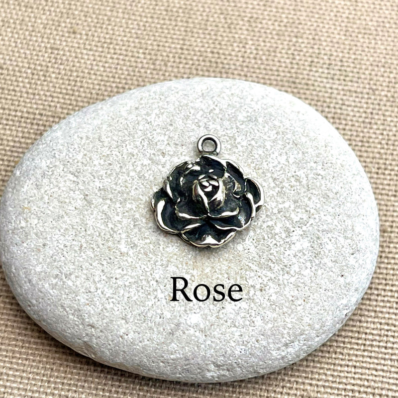 Birth Monthly Flower Charms Pendant Raw,Antique,Shiny silver-gold brass 5271