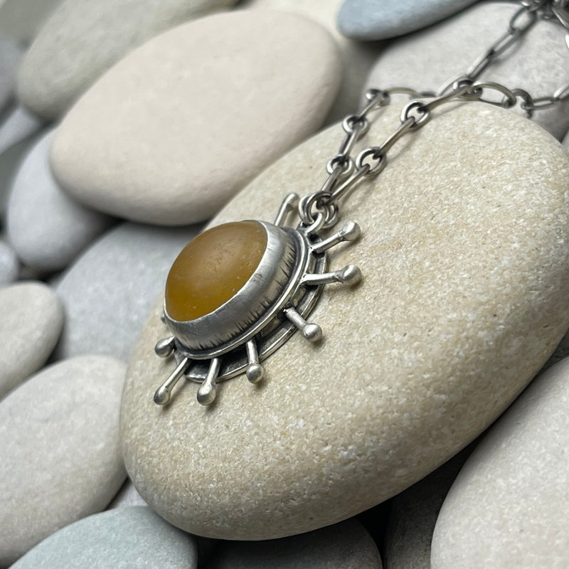 Sterling Silver Yellow Matte  Calcite Necklace
