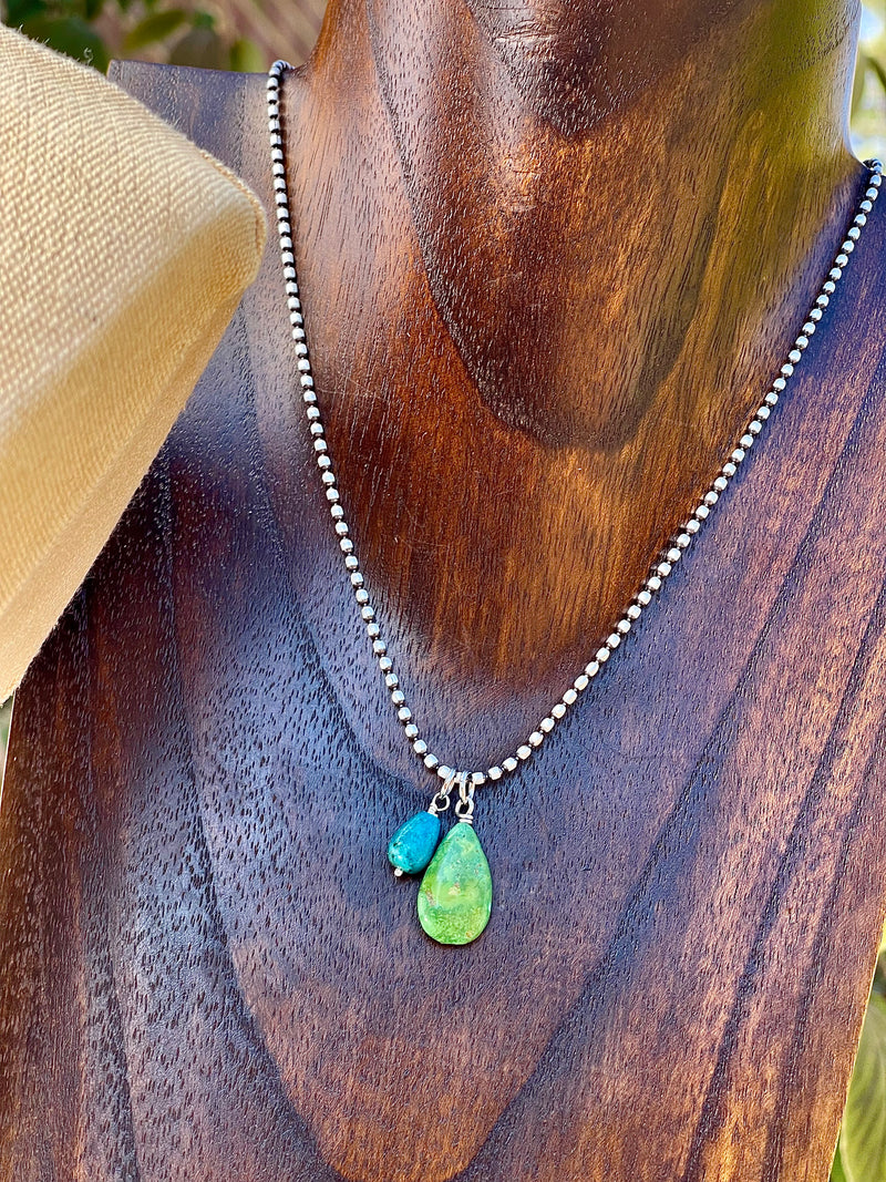 Limited Edition - Sterling Silver Oval Bead Necklace with Removable Gemstones Garnet, Turquoise, & Citrine