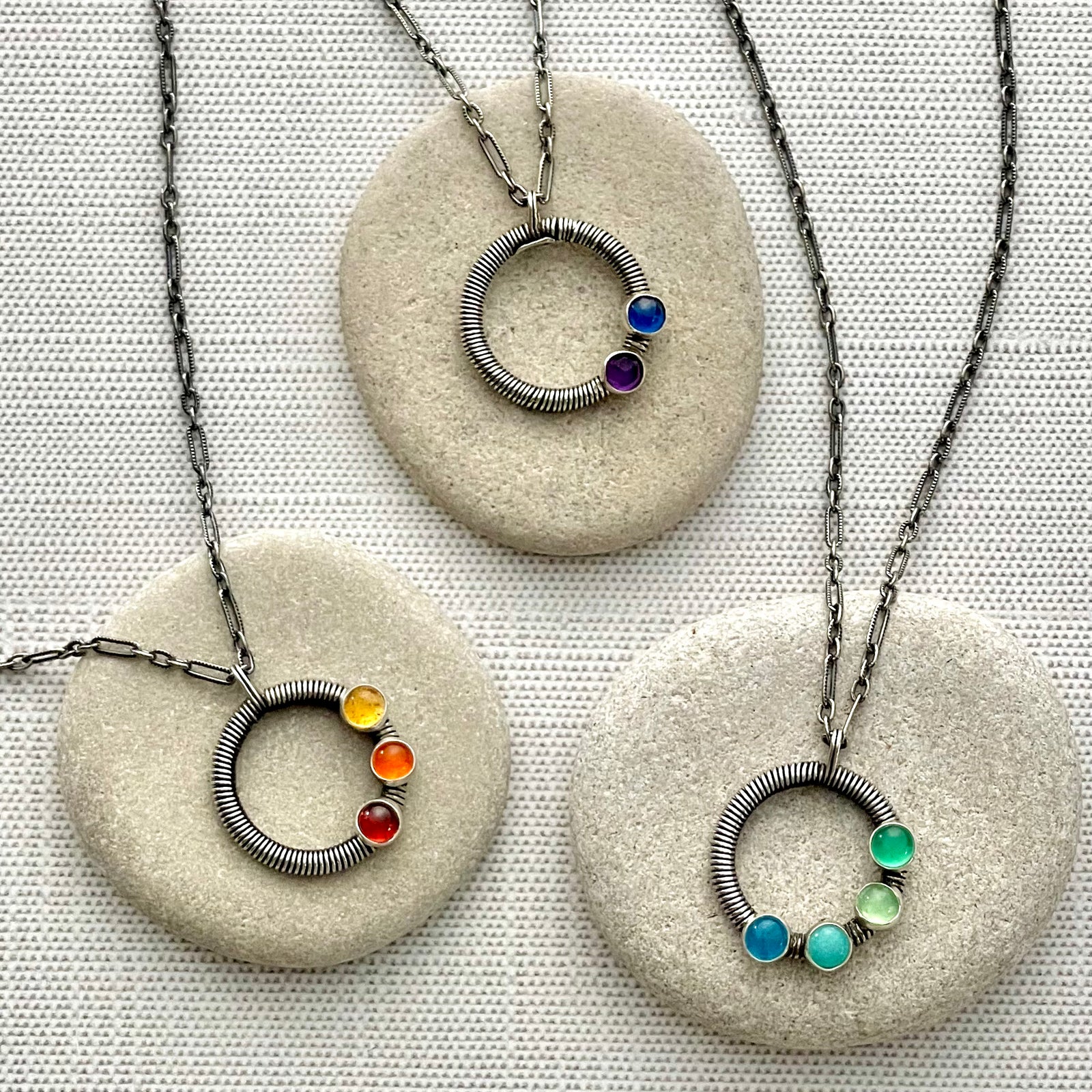 Personalized Sterling Silver Gemstone Necklace