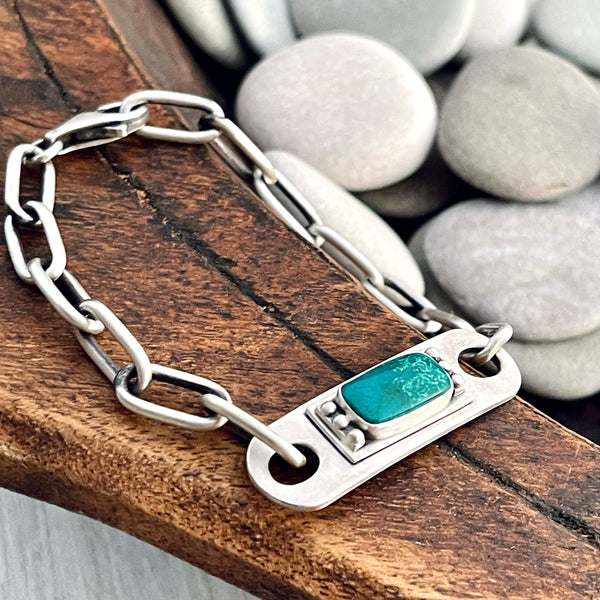 Sterling Silver Turquoise Bracelet - Adjustable up to 8”