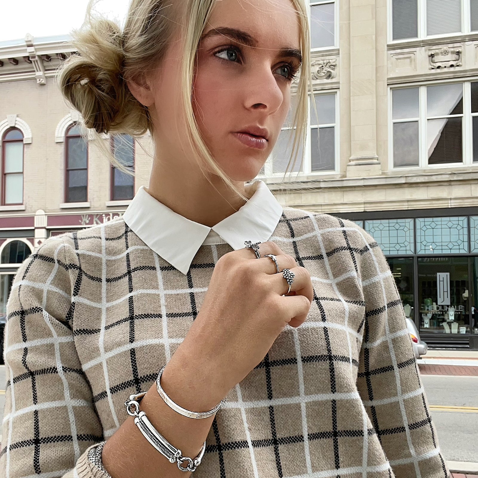 silver balance bracelet