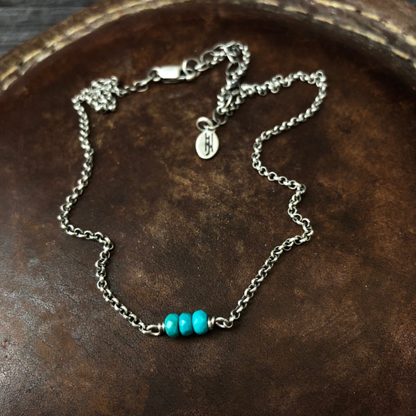 Oxidized Turquoise Necklace - Sterling silver