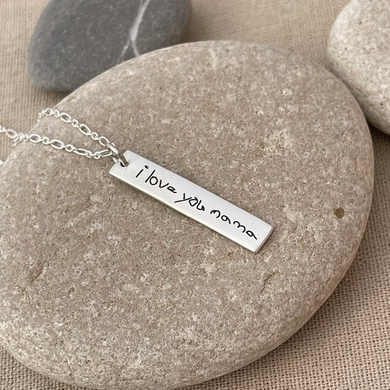 Sterling Silver Handwritten Rectangle Necklace