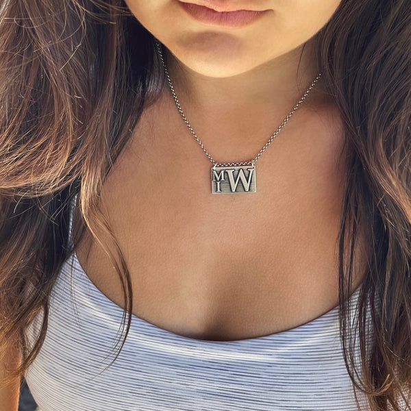 Monogram sterling silver necklace deals