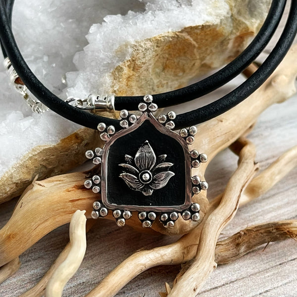 Lotus Rebirth Leather Necklace
