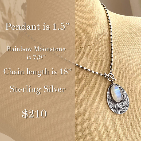 Sterling Silver & Moonstone Necklace 18”