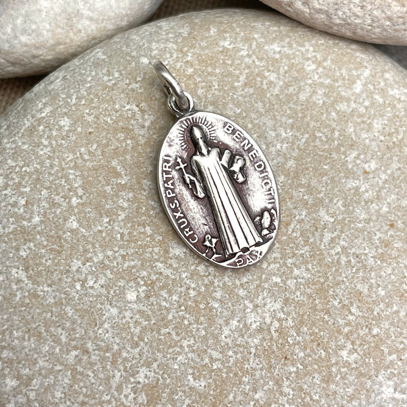Sterling Silver St Benedict Charm