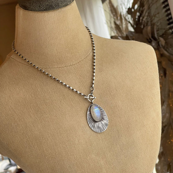 Sterling Silver & Moonstone Necklace 18”