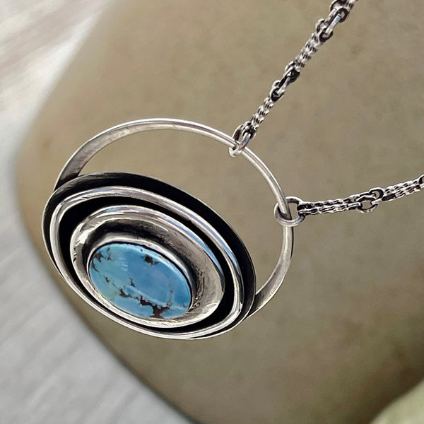 Sterling Silver & Golden Hill Turquoise Necklace 16”-18”