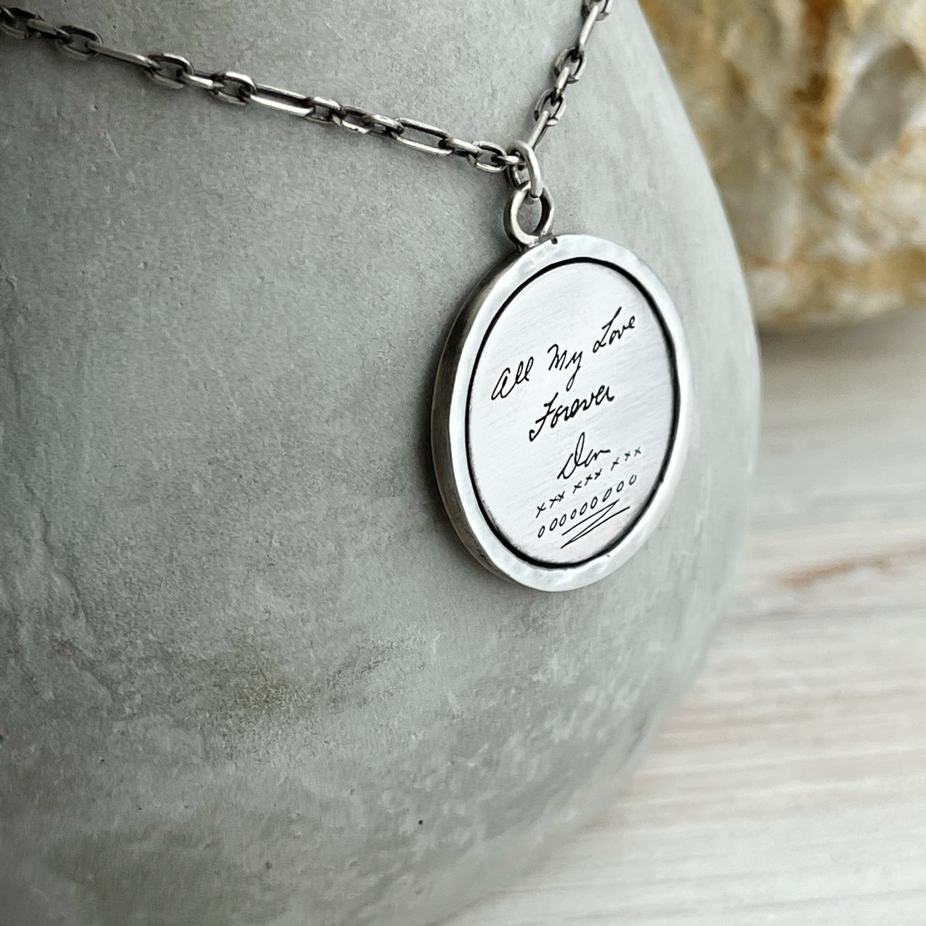 Sterling Silver Memory Pendant Necklace - Engraved