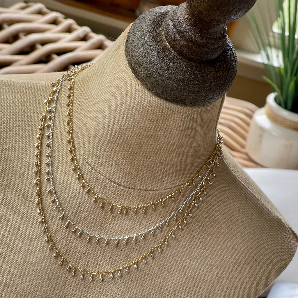 17 Hollow Gold Bead Necklace in 18k Yellow Gold