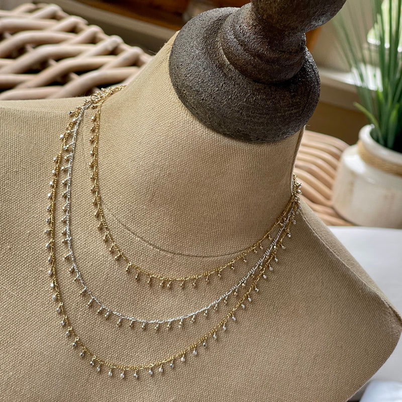 Sterling Silver 18K Gold filled Bead Necklaces 16