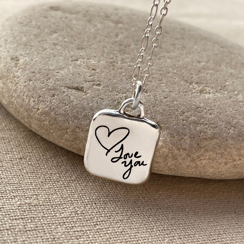 Sterling Silver Personalized Cushion Charm Necklace
