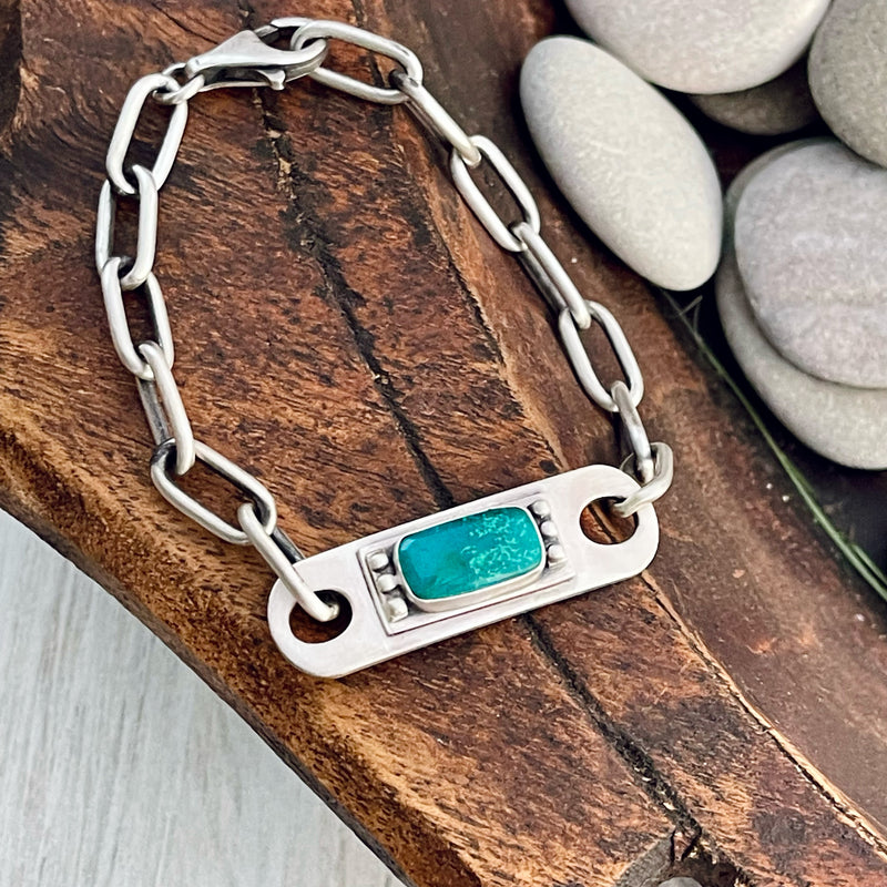Sterling Silver Turquoise Bracelet - Adjustable up to 8”