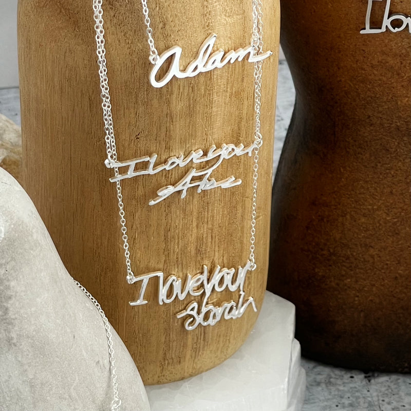 The Silhouette Series - Sterling Silver Handwritten Necklace