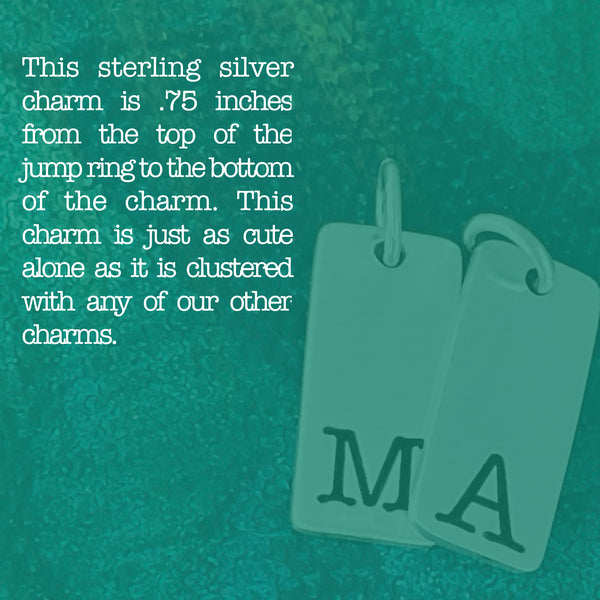 Sterling Silver Rectangle Initial Charm