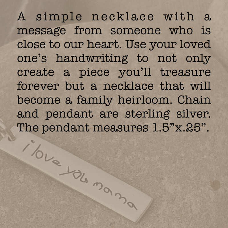 Sterling Silver Handwritten Rectangle Necklace