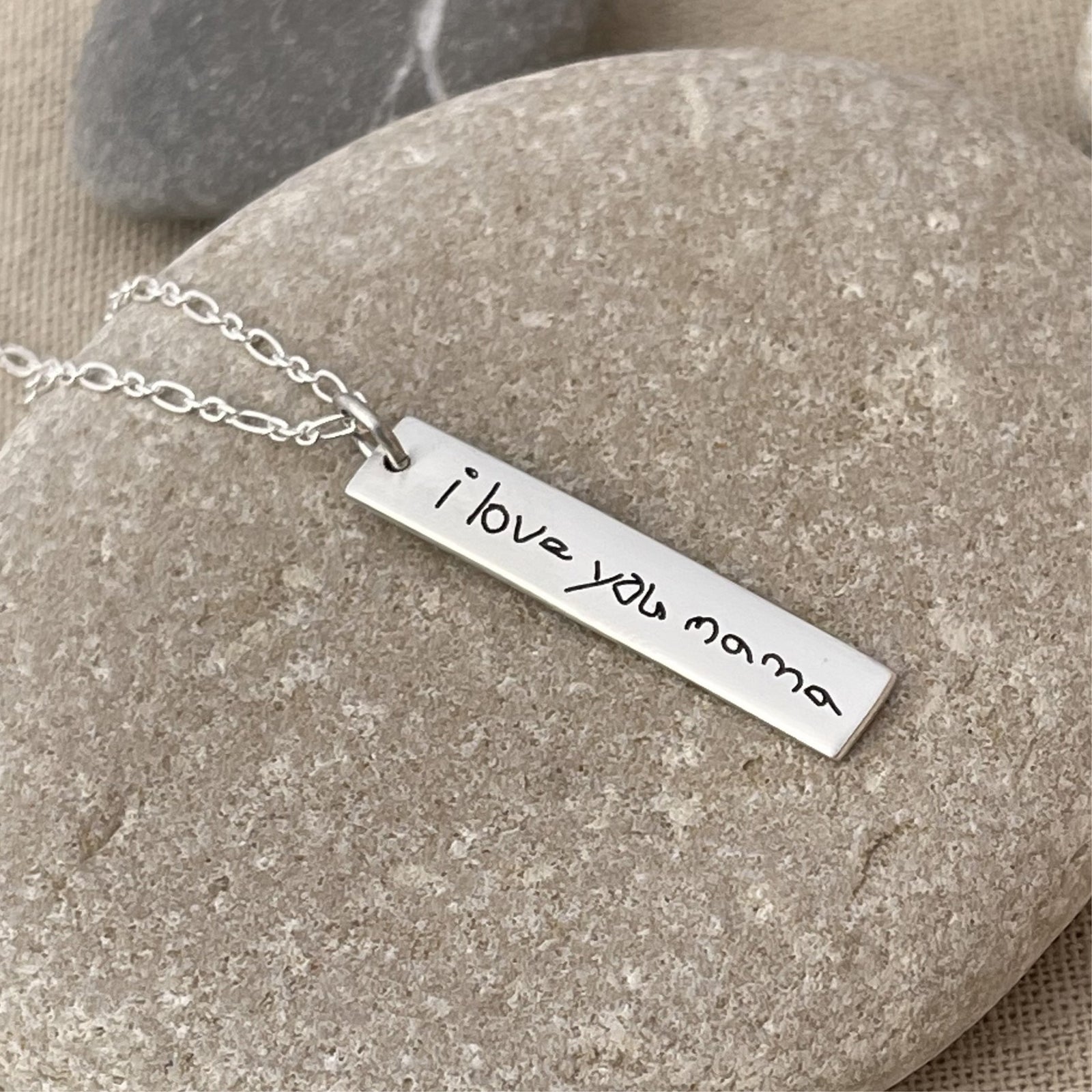 Double sided Necklace. Flower-Handwriting Necklace. Your loved ones signature or handwriting. buy Memorial Jewelry. Fine Silver