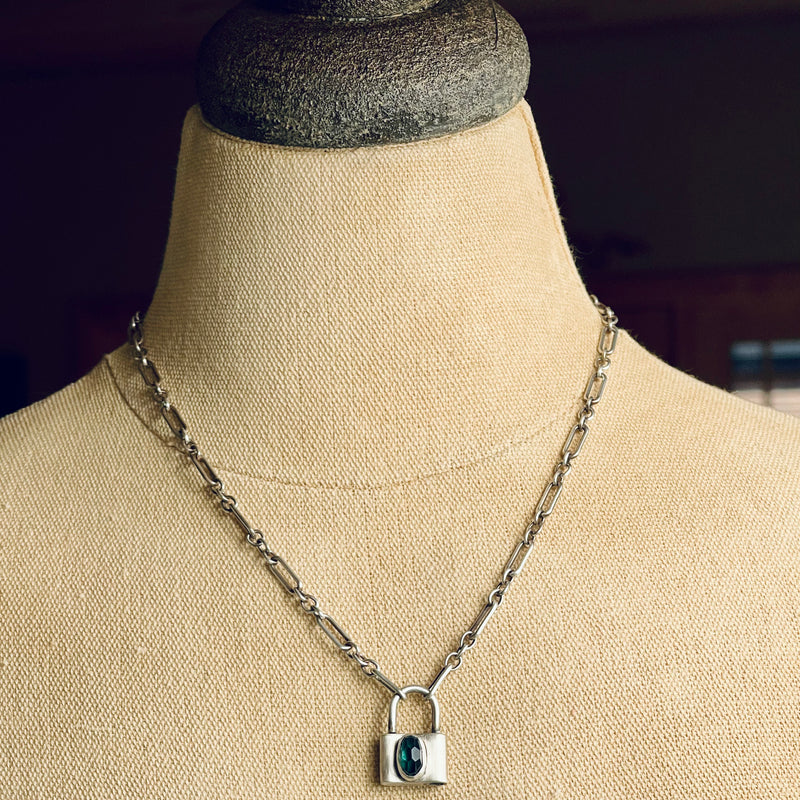 Sterling Silver Green Blue Tourmaline Necklace
