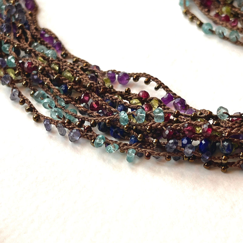 36” 14k Gold-filled Woven Gemstone Necklace