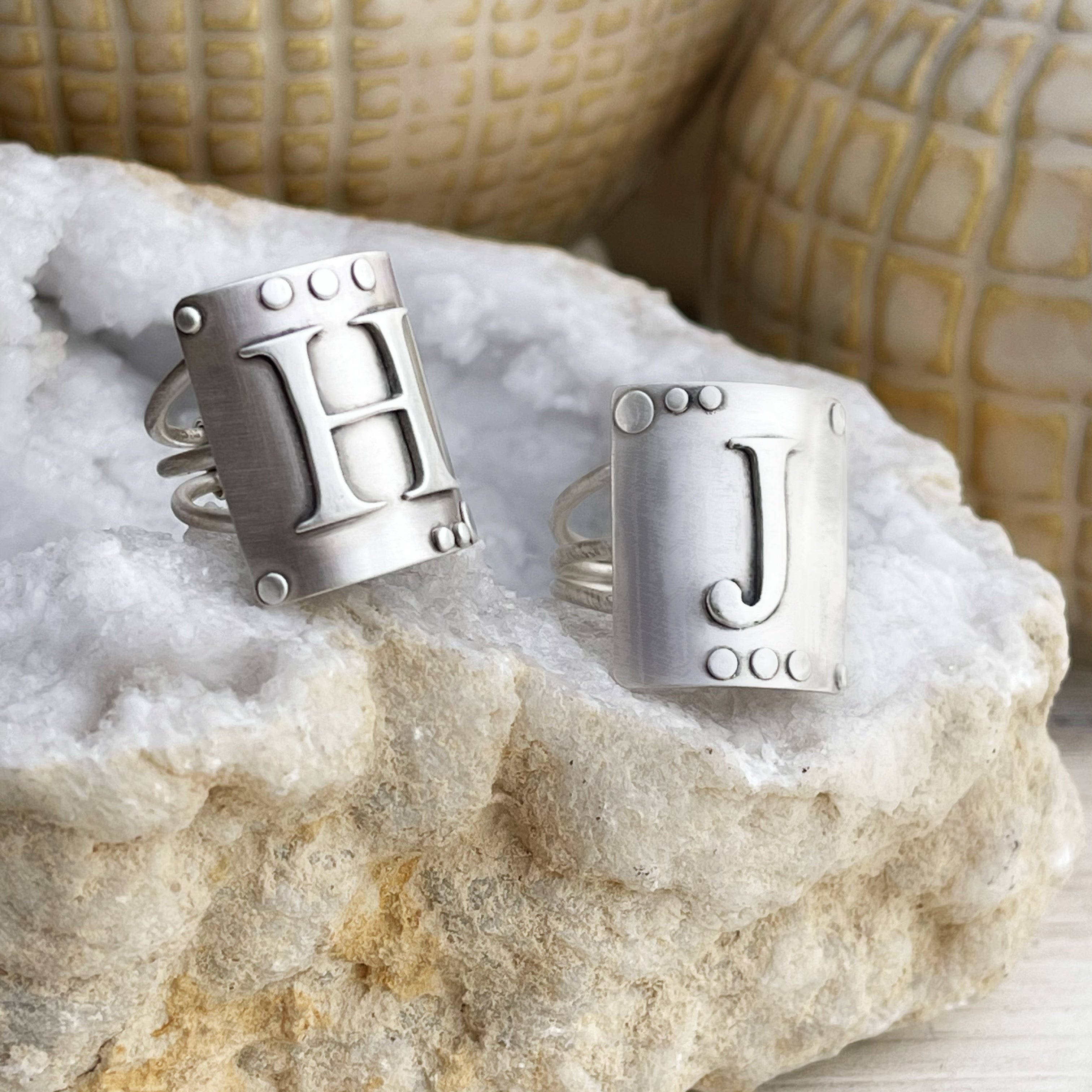 Square Initial Ring | Sterling Silver Monogram Ring